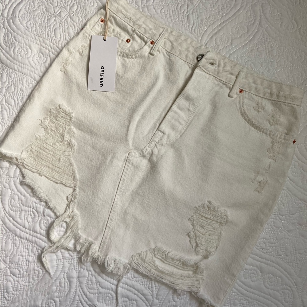 GRLFRND Jean skirt.